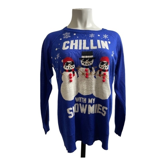 Well Worn Holiday Sweater Chilling With My Snowmies Ugly Sweater Women’s Size LG - Picture 12 of 13
